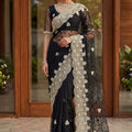 Luxury Black Butterfly Net Heavy Embroidered Blouse Piece for Wedding