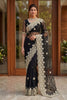 Luxury Black Butterfly Net Heavy Embroidered Blouse Piece for Wedding