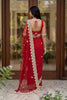 Stylish Red Net Heavy Embroidered Saree Blouse Piece Wedding