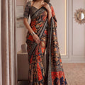 Elegant Multicolor Chinon Digital Printed Saree Blouse Piece for Party Wear