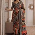 Elegant Multicolor Chinon Digital Printed Saree Blouse Piece for Party Wear