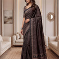 Elegant Black Chinon Digital Printed Saree Blouse Piece for Party Wear