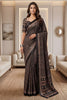 Elegant Black Chinon Digital Printed Saree Blouse Piece for Party Wear