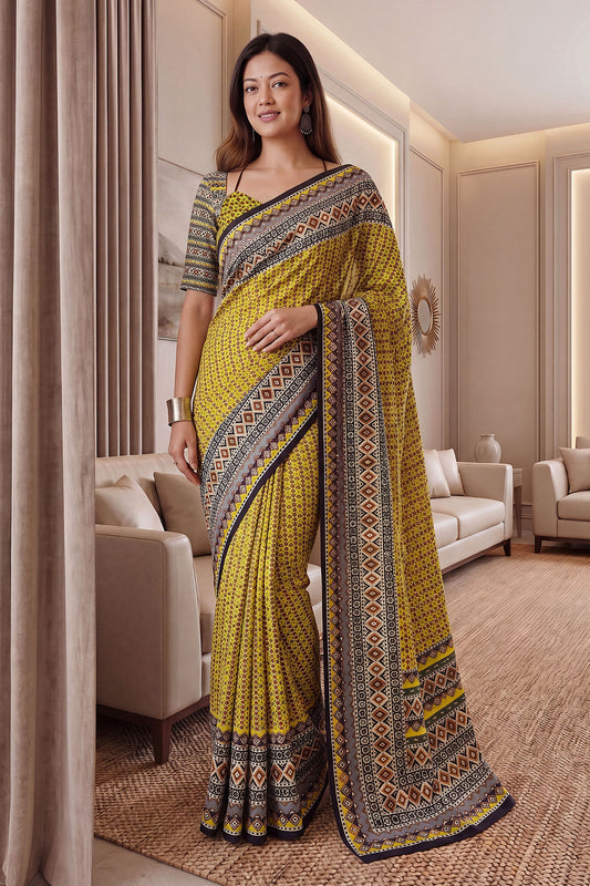 Elegant Multicolor Chinon Digital Printed Saree Blouse Piece for Party Wear
