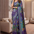 Elegant Multicolor Chinon Digital Printed Saree Blouse Piece for Party Wear