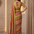 Elegant Multicolor Chinon Printed Saree Blouse Piece for Party Wear