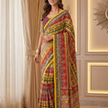 Elegant Multicolor Chinon Printed Saree Blouse Piece for Party Wear