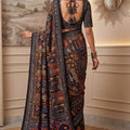Elegant Multicolor Chinon Digital Printed Saree Blouse Piece Party Wear