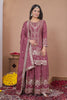 Luxury Mauve Natural Crep Palazzo Suit with Heavy Embroidery Dupatta