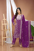 Luxury Purple Faux Georgette Straight Cut Suit Embroidery Dupatta