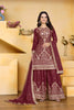 Royal Wine Natural Crep Palazzo Suit Heavy Embroidery Dupatta