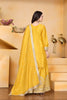 Luxury Mustard Yellow Natural Crep Palazzo Suit Embroidery Dupatta