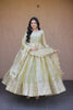 Stylish Pista Green Silk Designer Gown with Heavy Embroidered Dupatta for Wedding