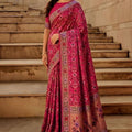 Luxury Wine Pink Soft Khadi Georgette Saree Wedding Wear
