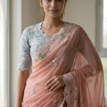 Elegant Peach Faux Georgette Saree for Wedding Wear