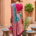 Turquoise Blue Soft Banarasi Silk Saree Weaving Meenakari Design for Women