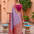 Vibrant Lavender Soft Banarasi Silk Saree Meenakari Design for Women