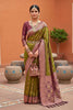 Graceful Olive Green Soft Silk Saree with Zari Weaving for Women