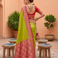 Grateful Lime Green Soft Silk Saree with Zari Weaving for Women