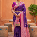 Stylish Purple Soft Silk Saree with Zari Weaving for Women