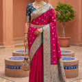 Elegant Rani Pink Soft Silk Saree with Zari Weaving for Women