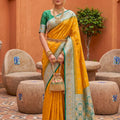 Premium Mustard Yellow Soft Silk Saree with Zari Weaving for Women
