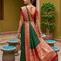 Luxury Green Soft Silk Saree Zari Weaving Meenakari Motifs for Wedding