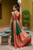 Luxury Green Soft Silk Saree Zari Weaving Meenakari Motifs for Wedding