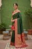 Graceful Dark Green Soft Silk Saree with Zari Weaving for Women