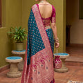 Royal Teal Blue Soft Silk Saree with Zari Weaving for Women