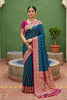 Royal Teal Blue Soft Silk Saree with Zari Weaving for Women