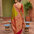 Graceful Lime Green Soft Silk Saree with Zari Weaving for Women