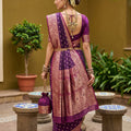 Stunning Purple Soft Silk Saree with Zari Weaving for Women