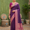 Stunning Purple Soft Silk Saree with Zari Weaving for Women