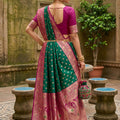 Gracefull Green Soft Silk Saree Zari Weaving Meenakari Motifs for Wedding