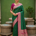 Stylish Green Soft Silk Saree with Zari Weaving for Women
