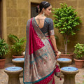 Beautifull Rani Pink Soft Silk Saree Zari Weaving Meenakari Motifs for Wedding