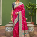 Beautiful Rani Pink Soft Silk Saree with Zari Weaving for Women