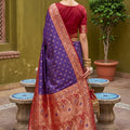 Royal Purple Soft Silk Saree Zari Weaving Meenakari Motifs for Wedding