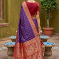 Vibrant Purple Soft Silk Saree with Zari Weaving for Women