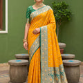 Luxury Mustard Yellow Soft Silk Saree Zari Weaving Meenakari Motifs for Wedding