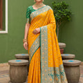 Trendy Mustard Yellow Soft Silk Saree with Zari Weaving for Women