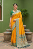 Trendy Mustard Yellow Soft Silk Saree with Zari Weaving for Women