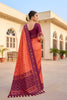 Elegant Peach Soft Patola Silk Saree Zari Weaving Meenakari Patola Design