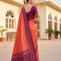Stylish Peach Soft Patola Silk Saree Zari Weaving Work for Women