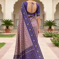 Stylish Purple Soft Patola Silk Saree with Zari Weaving Work for Women