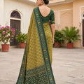 Graceful Olive Green Soft Patola Silk Saree with Zari Weaving Work for Women