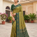 Graceful Olive Green Soft Patola Silk Saree with Zari Weaving Work for Women