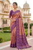 Premium Mauve Soft Patola Silk Saree Zari Weaving Meenakari Patola