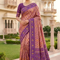 Stylish Mauve Soft Patola Silk Saree with Zari Weaving Work for Women